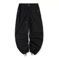 Men's Women's Spring And Summer Solid Color Wide Leg Loose Pants Drawstring Metal Button Retro High Street Casual Pants Ngvp #8294