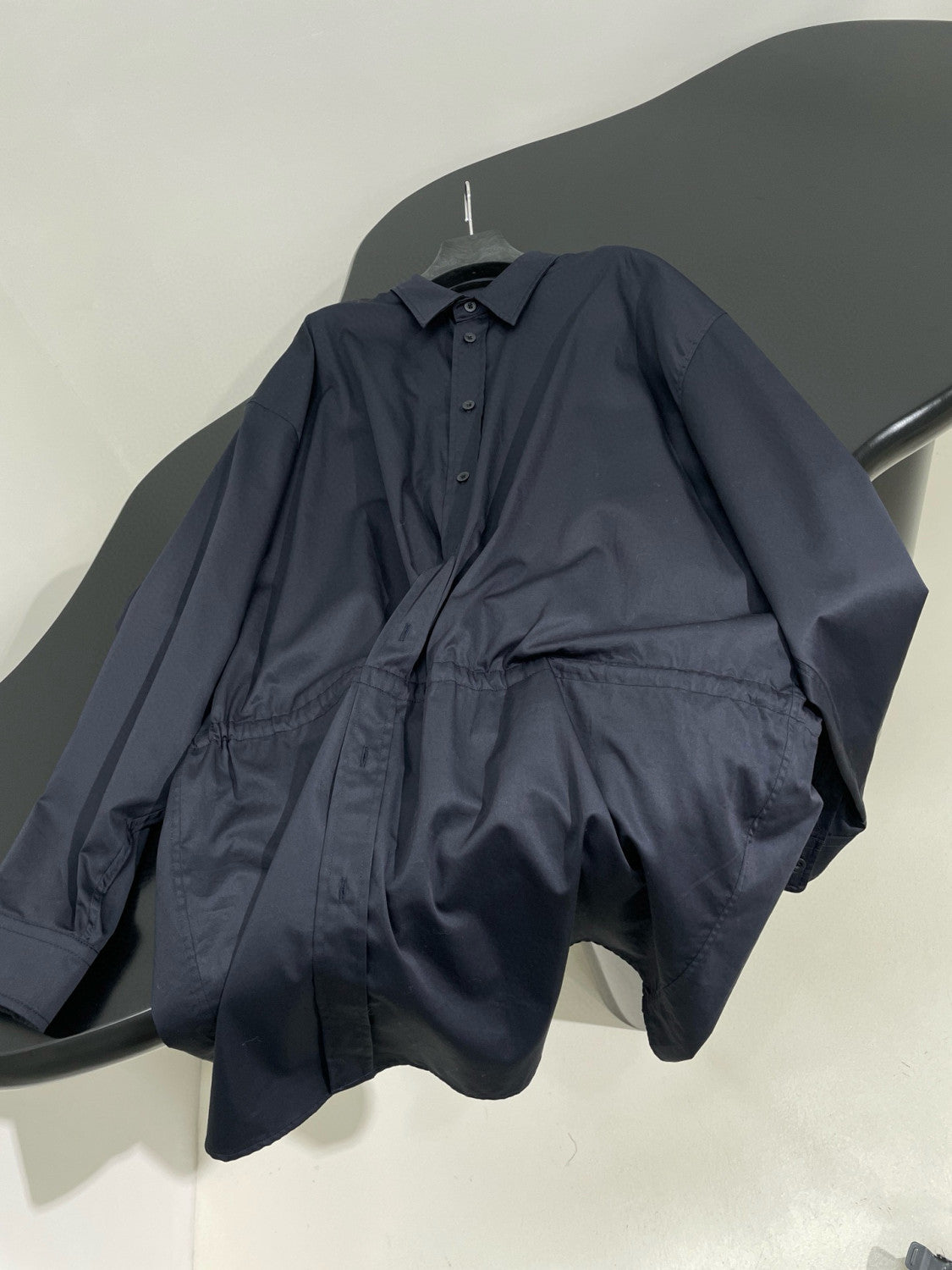 Women's Spring and Autumn Solid Color Waisted Shirt Neck Regular Fit Long Sleeve Dresses #75261