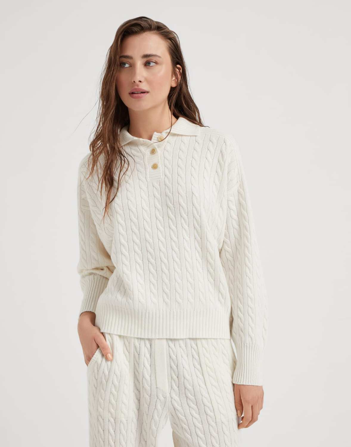 Women's Spring. Autumn And Winter Solid Color Ribbed Knit Pullover Long Sleeve Cashmere Sweater Casual Stretch Sweatpants Set Ngvp #9455