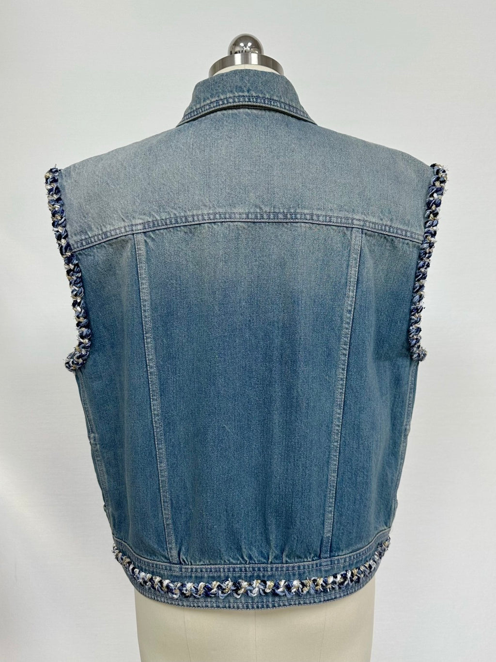 Women's Summer Fashion Casual Denim Collared Single-Breasted Sleeveless Top Vest #78486