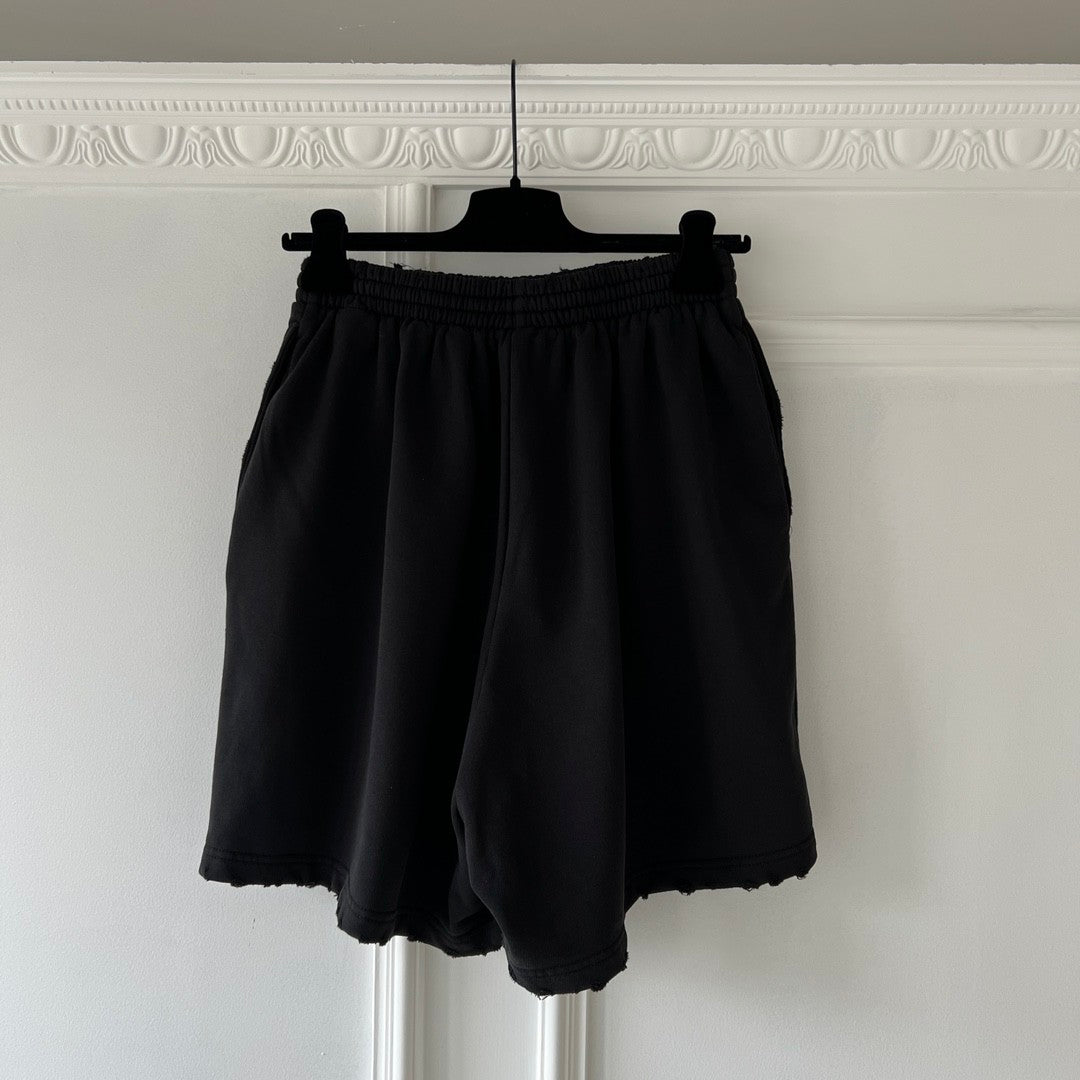 Men's Summer Hot Drill Logo Letter Print Black Cotton Shorts Pants #99727