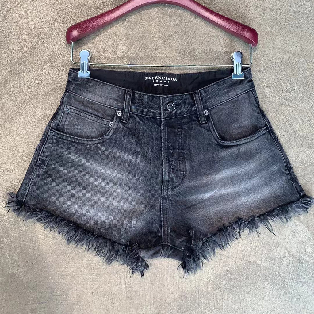 Women's Summer Solid Colour Distressed Frayed Denim Shorts #77131