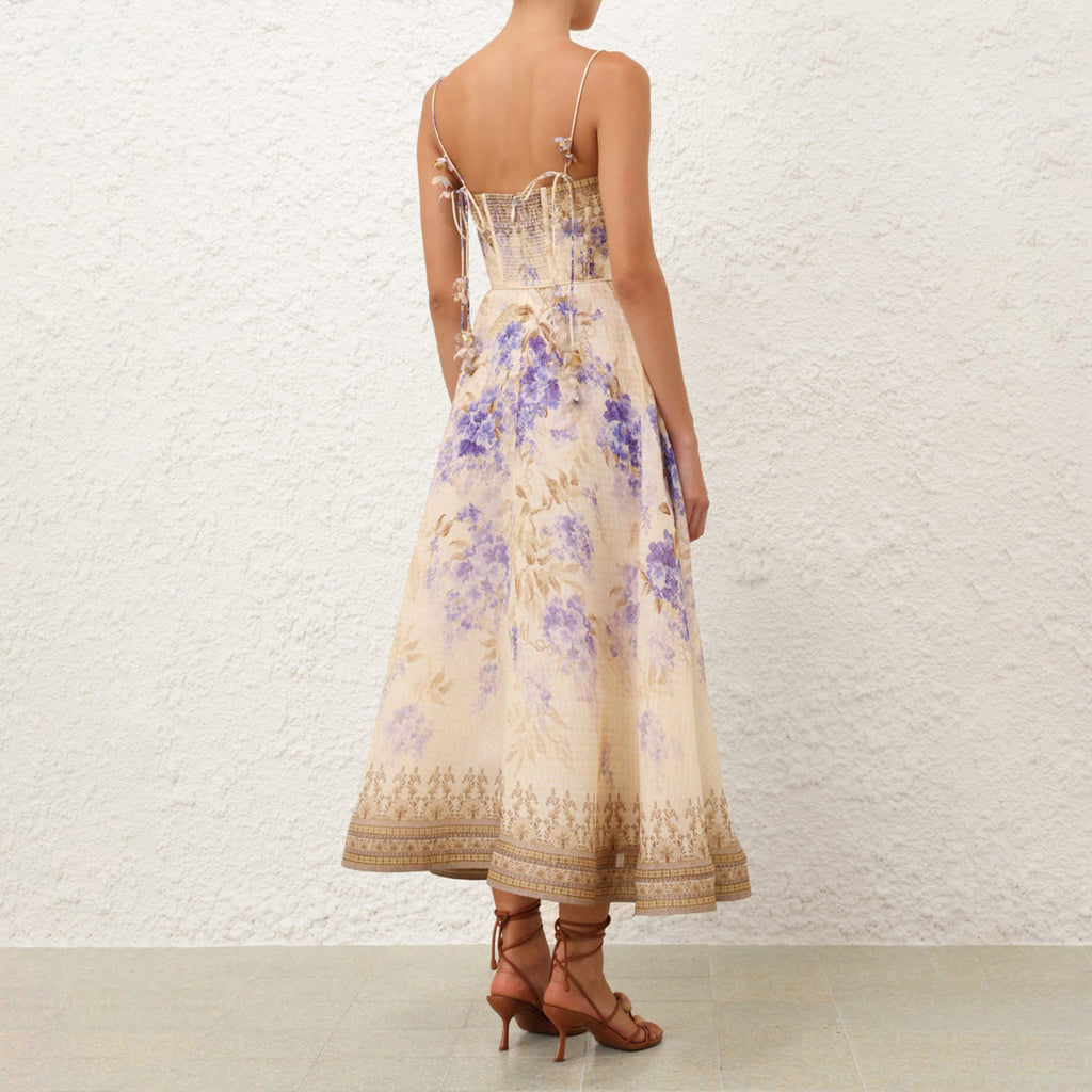 Dawning Picnic Dress Women's Spring And Summer Silk Linen Mid-length Dress Heart-shaped Neckline Spaghetti Straps Large Hem Dress Fashionable Temperament Elegant Luxury Dresses #81131