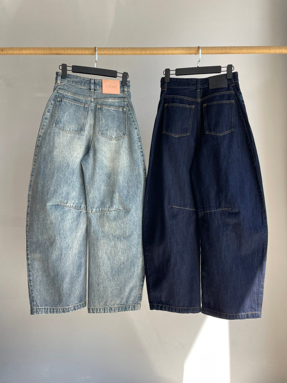 Women's Spring and Autumn Logo Print Pocket Zipper Loose Solid Color Jeans Pants #75774