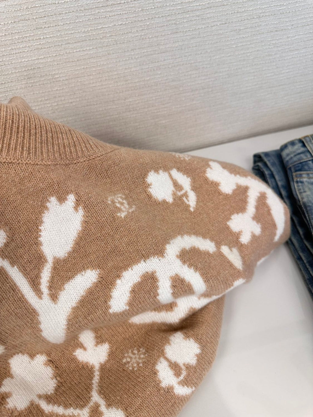 Women's Spring and Autumn Logo Printed High Neck Pullover Drop Shoulder Long Sleeve Cashmere Sweater #74367