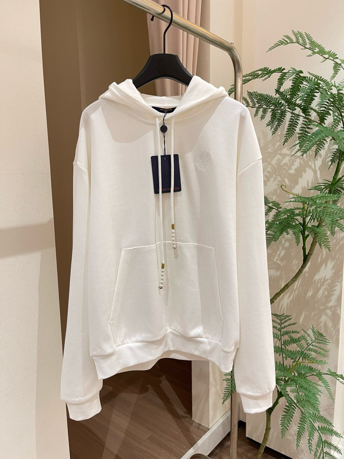 Men's Spring and Autumn White Logo Letter Embroidery Long Sleeve Hooded Sweatshirt Pullover #98836