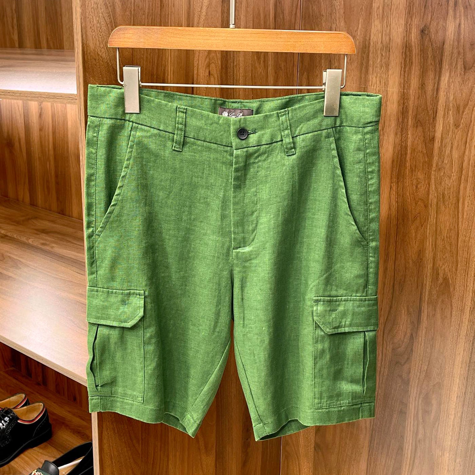 Men's Summer Fashion Retro Solid Linen Multi Pocket Casual Fit Workwear Shorts Ngvp #8512