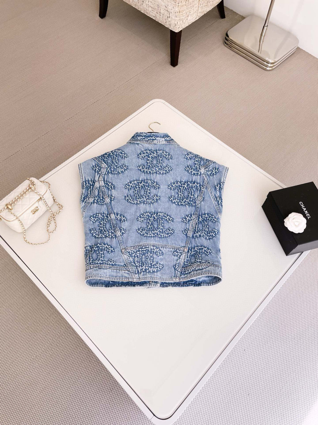 Women's Spring and Autumn Blue Tie-Dye Washed Denim Vest Jacket #72677