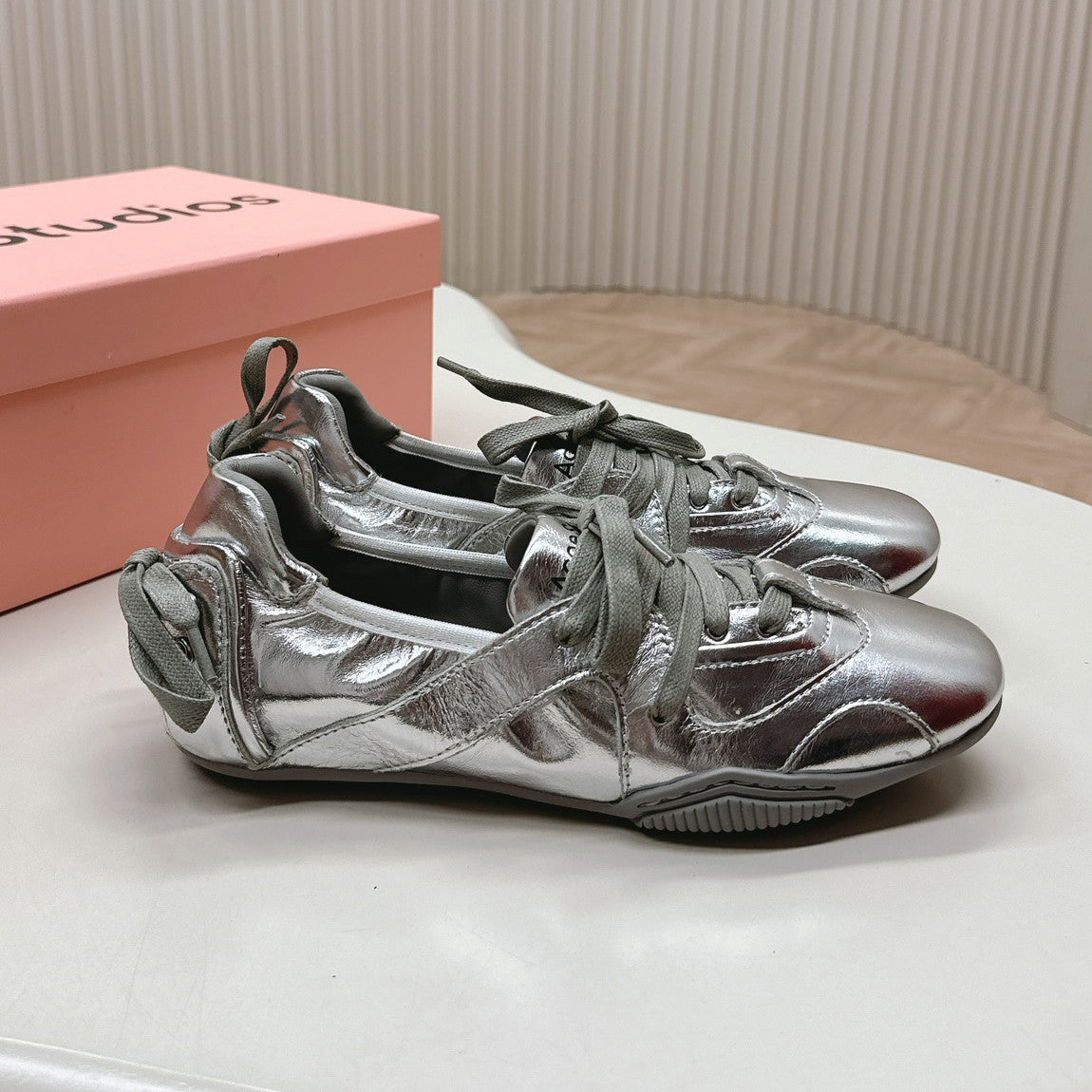 Acne Studios Women's Solid Color Leather Casual Lace-Up Ballet Shoes #73859