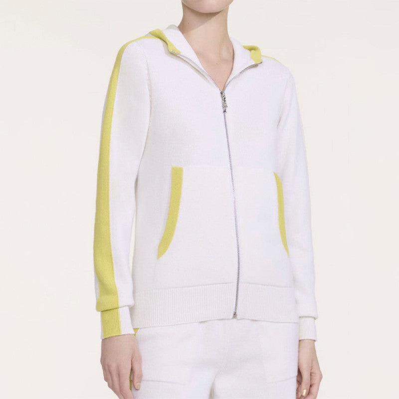 Women's Neige Ski Collection Cashmere Knit Zipper Hooded Cardigan Jacket Casual Stretch Shorts Ngvp #9879