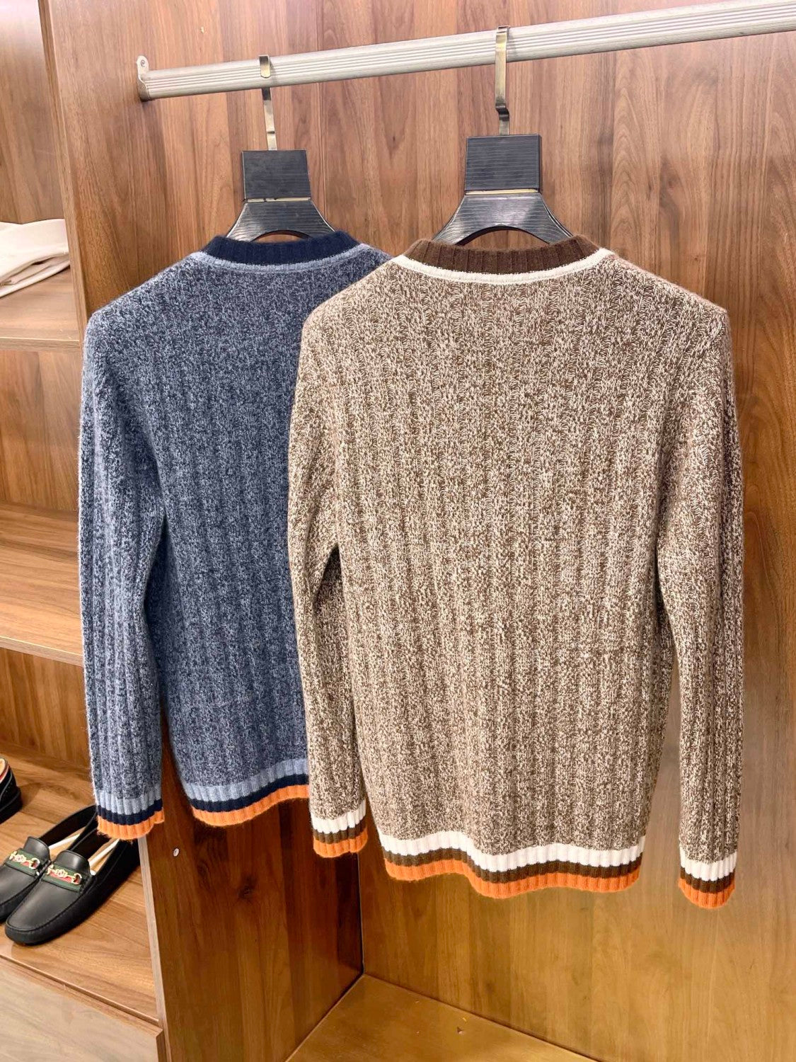 LP Men's Spring & Autumn Fashion Stripe Color Blocking Long Sleeve Knit Sweater Fit Cashmere Crew Neck Sweater Ngvp #9475