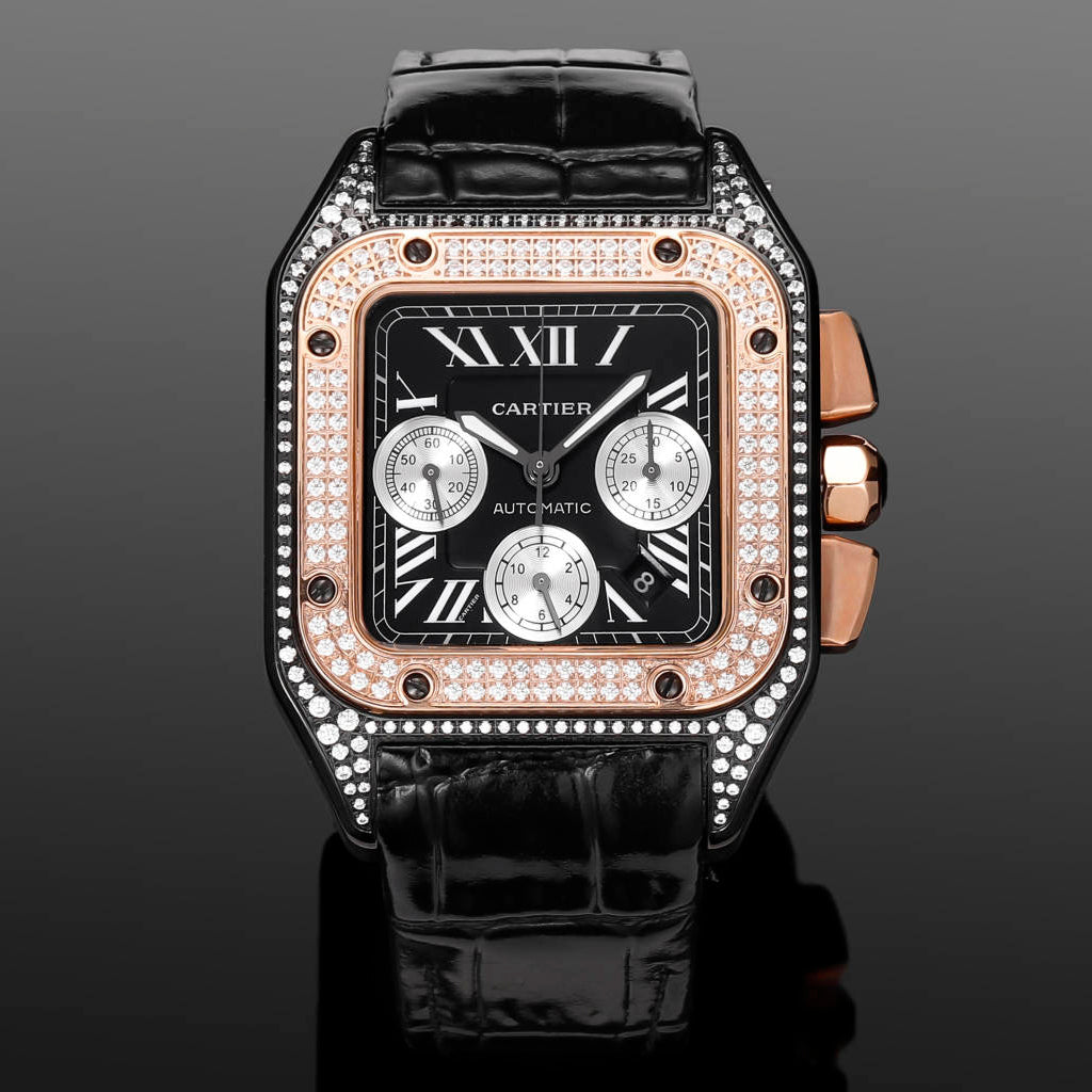 Santos Men's Automatic Mechanical Movement Roman Scale Date Display Chronograph 100M Water Resistant Mechanical Watch #72997