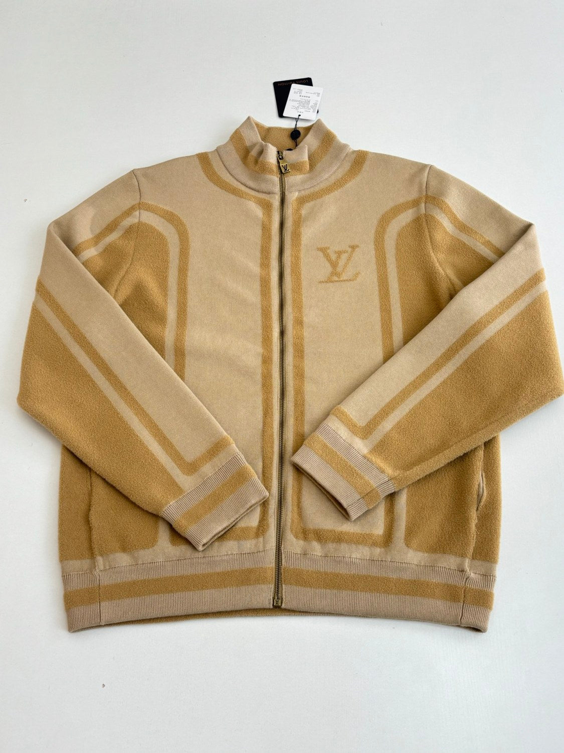 Regular Version Men's Fall/winter Knit Sweatshirt Two-tone Patterned Letter Print Stand Collar With Zipper Fashionable Open-front Cardigan #82287A