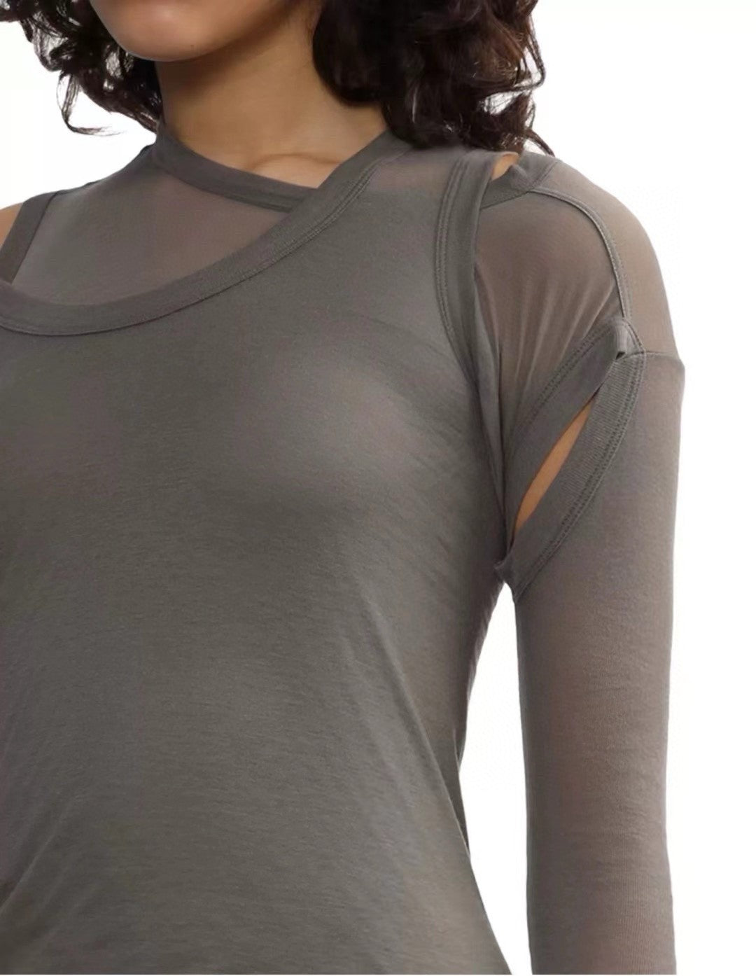 Women's Spring. Summer And Autumn Solid Color Layered Style Cotton Round Neck Pullover Long Sleeve Straight T-Shirt Ngvp #9174