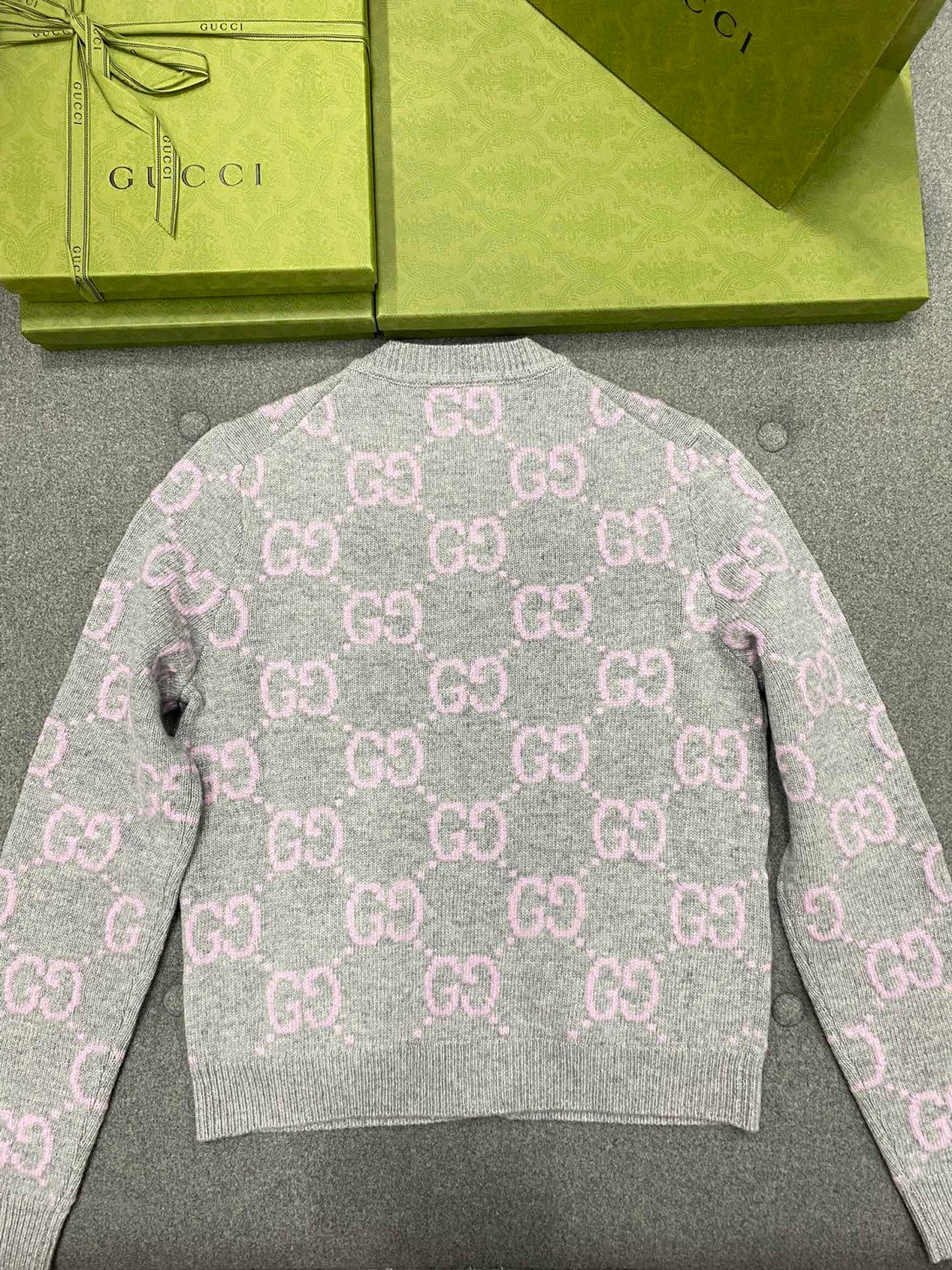 Women's Fall And Winter Double G Knit Round Neck Single Breasted Long Sleeved Jacket Sweater #73276