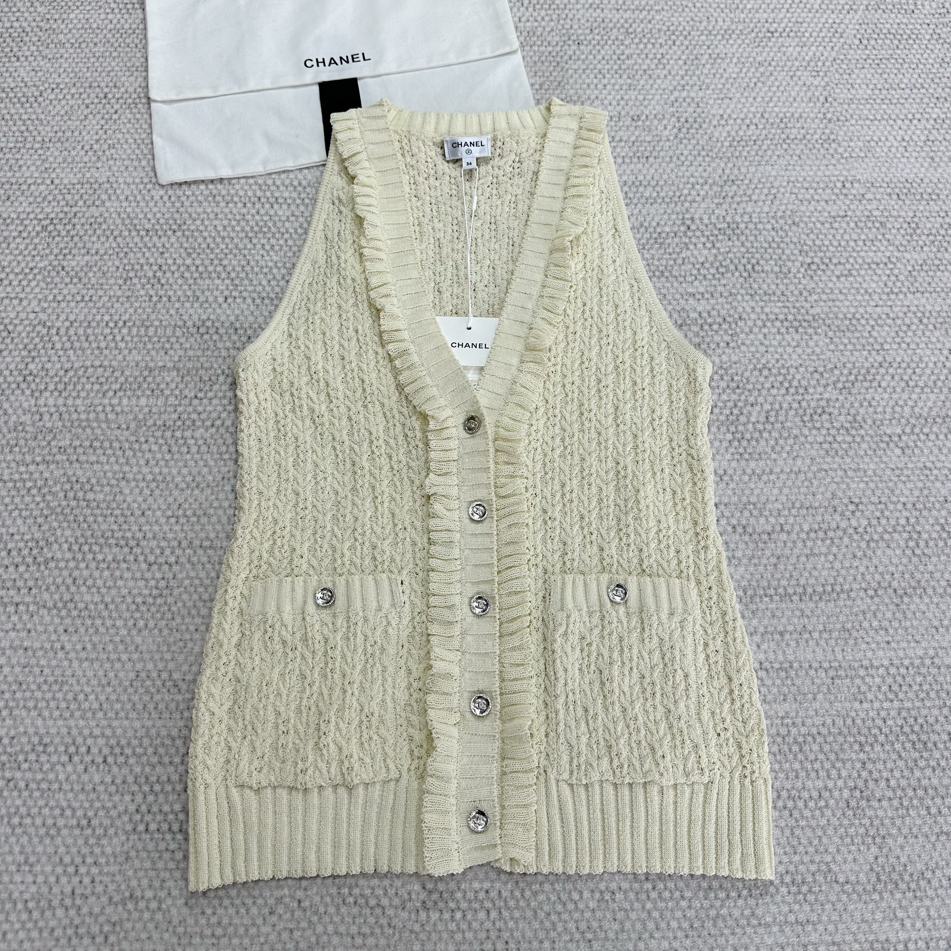 Women's Spring & Autumn Solid Color Lace Single Breasted Cotton Sleeveless Knitted Tank Top Vest Ngvp #1428