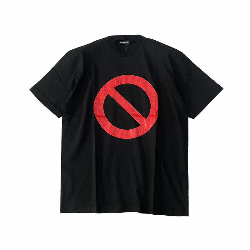 Men Women Spring Summer Fashion High Street Loose Casual Short Sleeve Printed Cotton Black T-shirt Ngvp #7586