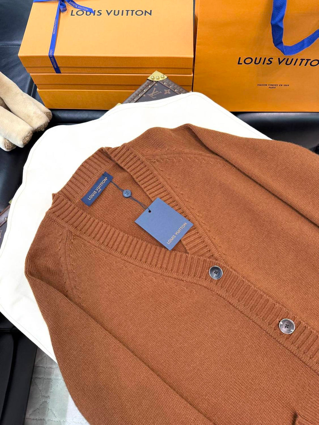 Men's Spring And Fall Solid Color Cashmere Blend Knitted Single Breasted Cardigan Jacket #74839