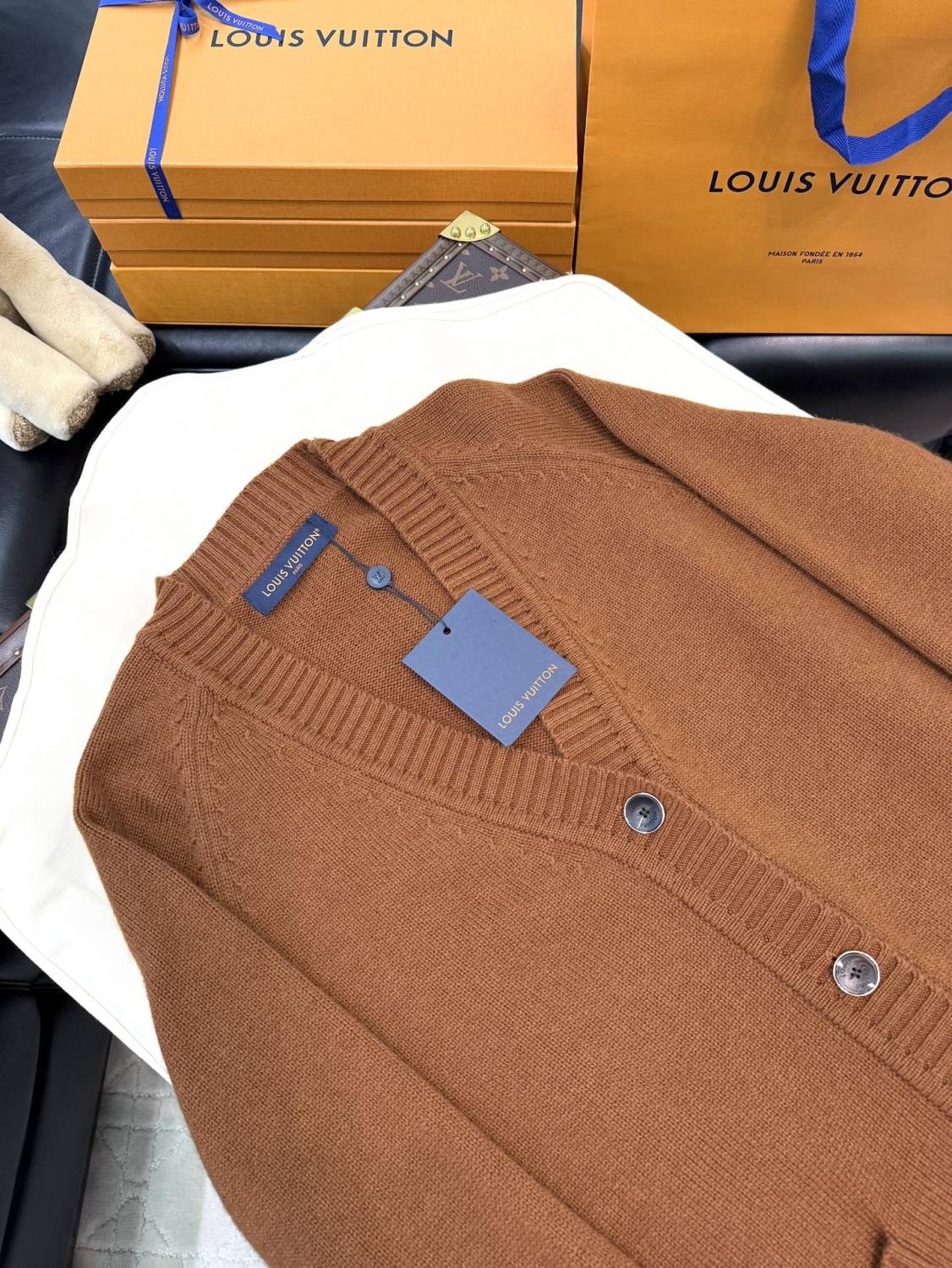 Men's Spring And Fall Solid Color Cashmere Blend Knitted Single Breasted Cardigan Jacket #74839