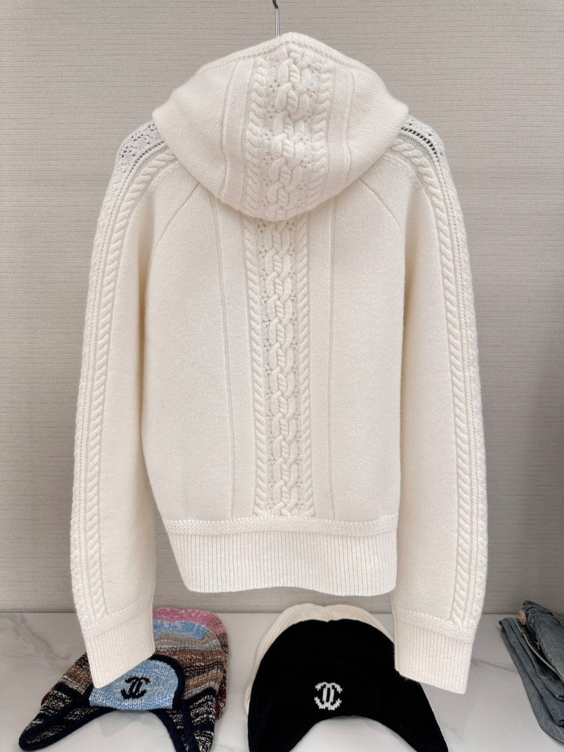 Women's Autumn and Winter Solid Color Cashmere Knit Hooded Sweatshirt #74245