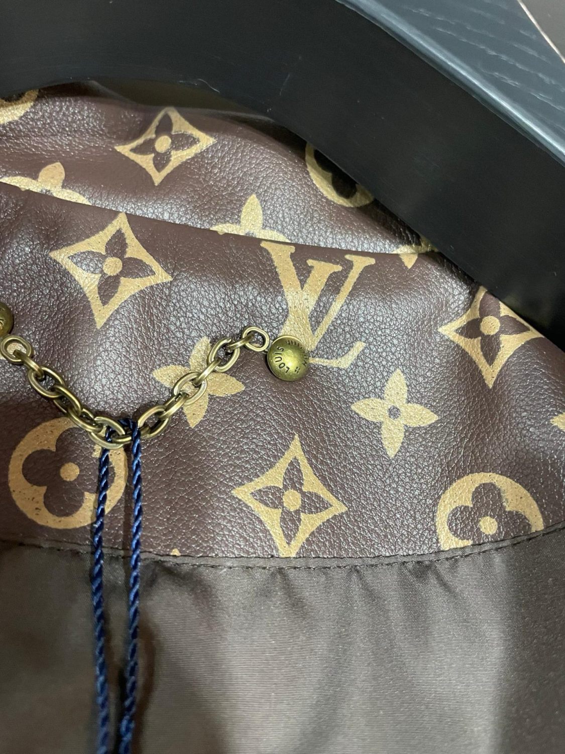 2025 FallWinter Men's Classic Monogram Tactical Leather Jacket with Three Detachable Straps #83127A