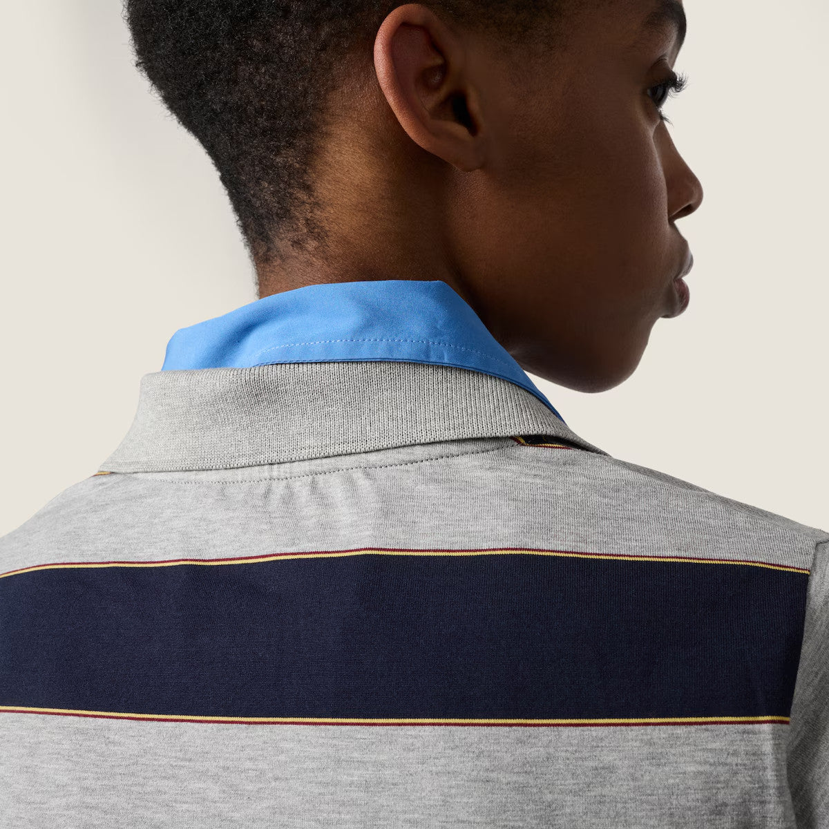 Women's Spring/Summer Striped Collar Button-Up Short-Sleeve 100% Cotton Casual Fashion Straight-Fit Versatile Preppy T-Shirt #194170