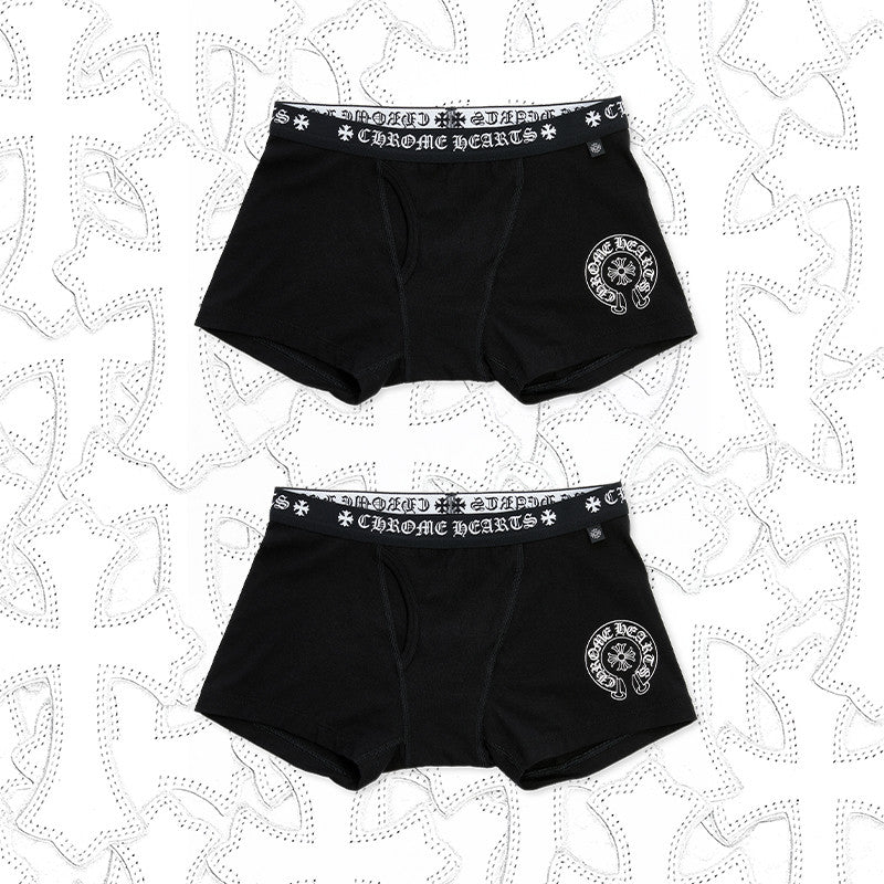 Men's And Women's Pure Color Sanskrit Print Cotton High Elasticity Boxer Briefs Underwear #77394