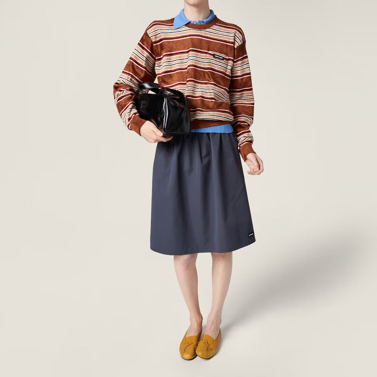 Women's Spring/Summer Chenille Knit Sweater Striped Fashion-Forward Crew Neck Long Sleeve Pullover #194403
