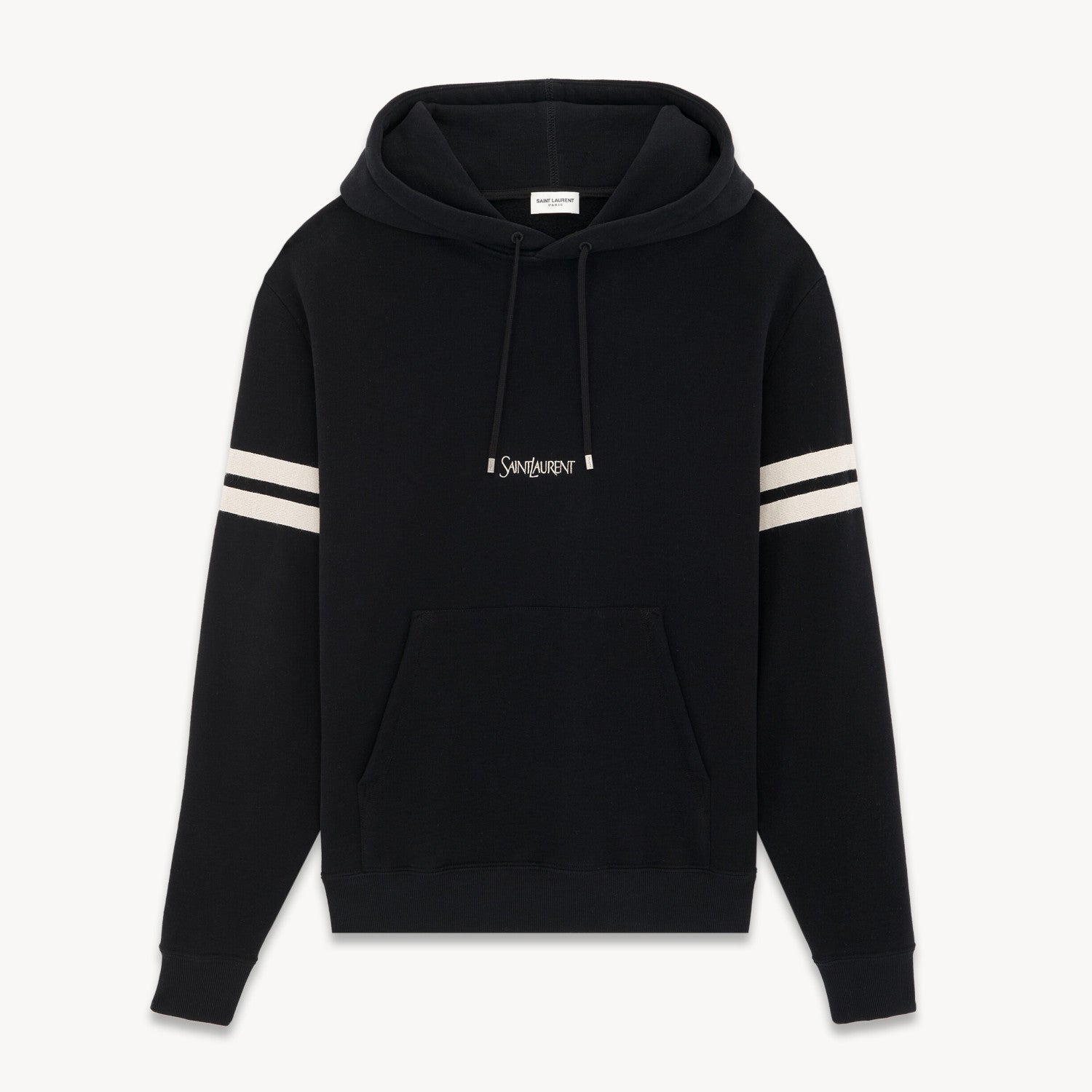 Women's Spring and Autumn Black Striped Hooded Drawstring Long Sleeve Sweatshirt Pullover #72918