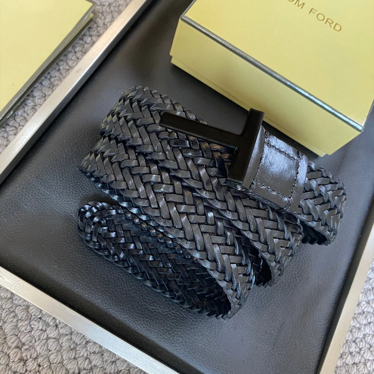 Men's Simple Braided Belt Width 4cm Ngvp #6214