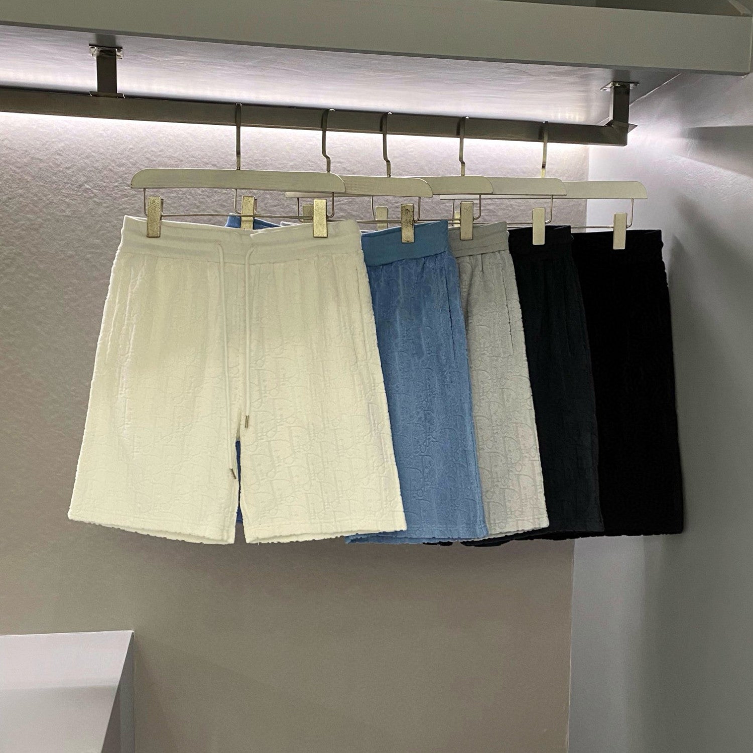 Men's Summer Monogrammed Jacquard Solid Color Lace-Up Shorts Pants #98871