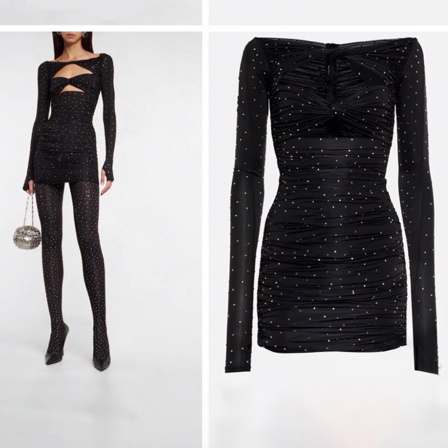 Women's Spring/summer Sexy Solid Color Hot Drill Pleated Stretchy Slim One-piece Mini Dresses Ngvp #8871