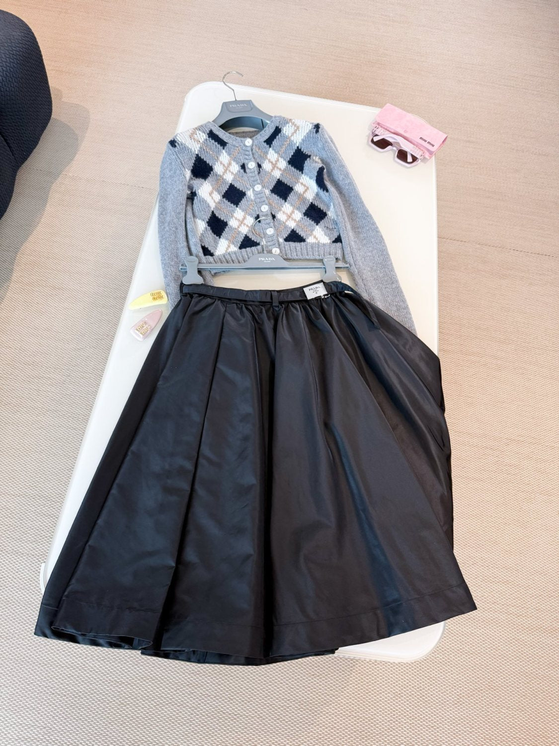 Re-Nylon Women's Spring/Fall Fashion Classic Solid Color Nylon Skirt With 3D Waist Buckle And Full Skirt #79188