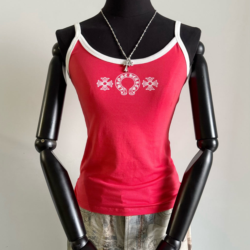 Women's Summer Fashion Casual Solid Color Logo Pattern Printed Pullover Tank Top Vest #78336