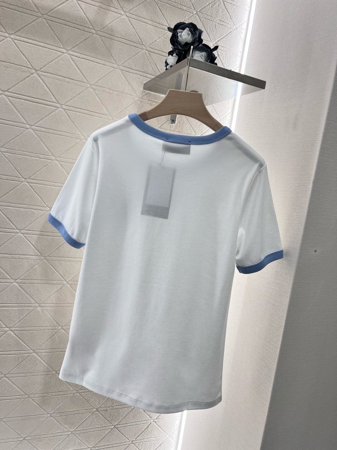 Women's Summer Solid Color Letter Print Round Neck Cotton Short Sleeve T-Shirt #74913