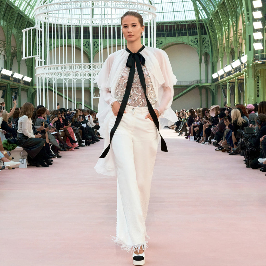 Women's Spring/summer Sequined Fringe Straight-leg Pants Black And White Denim Loose-fit Wide-leg  Long Pants Trousers Ngvp #2169