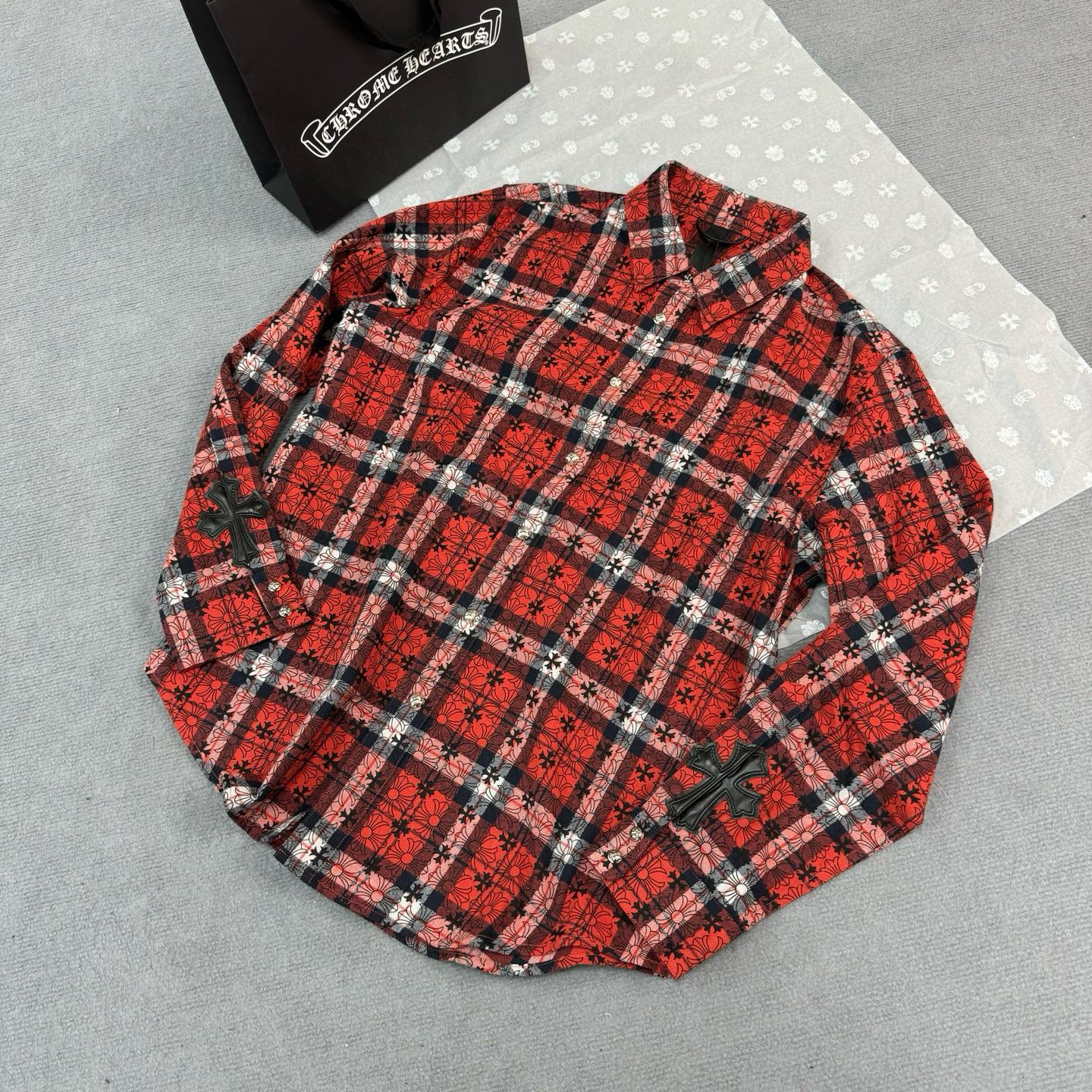 Men's Spring and Autumn Dark Logo Lapel Single Breasted Long Sleeve Shirt #99127