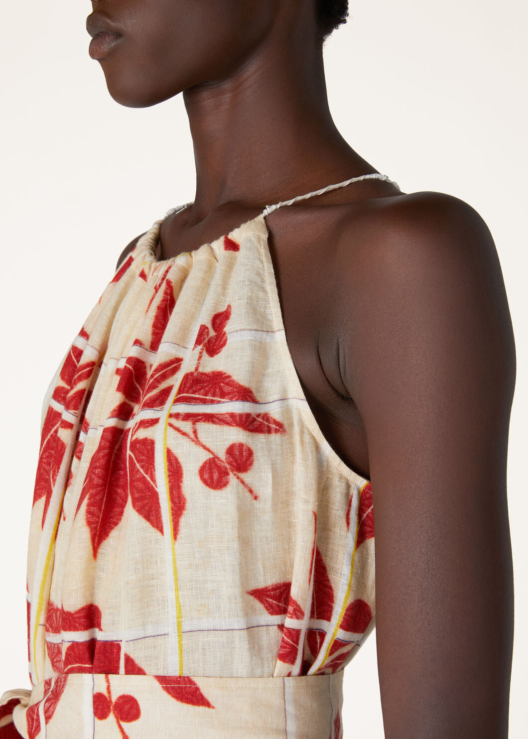 Women's Summer Pattern Printed Solid Color Linen Cristina Lace-up Fitted Jumpsuit Casual Pants Ngvp #8814