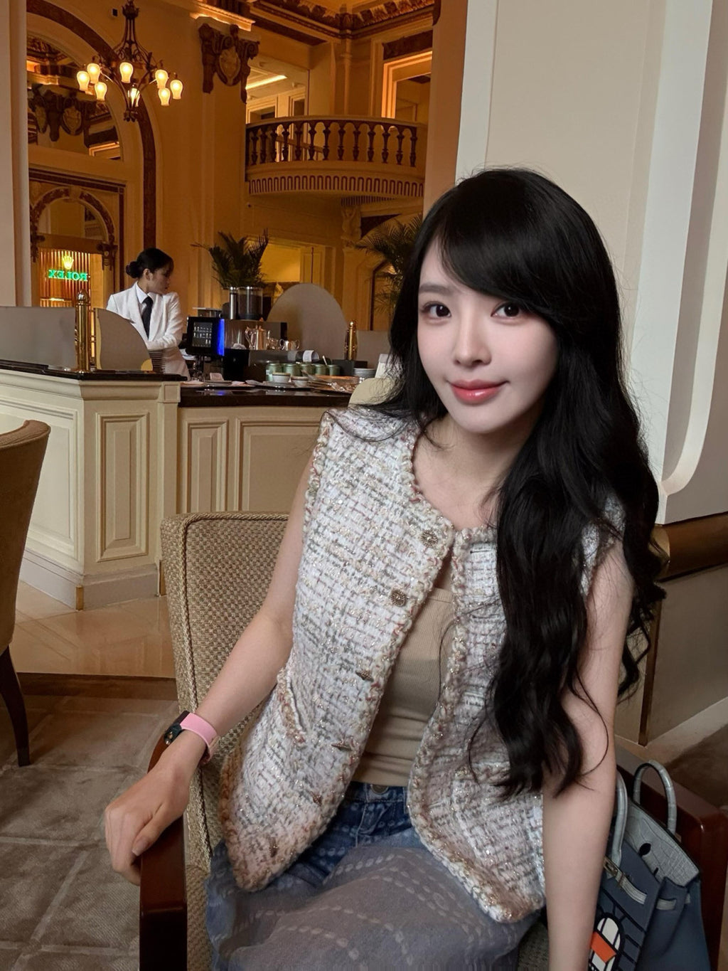 Mtiers D'art Collection Tweed Gold Thread Vest Women's Spring And Summer Short Sleeveless Undershirt Tops Fashionable And Elegant Trend Jacket Ngvp #2222