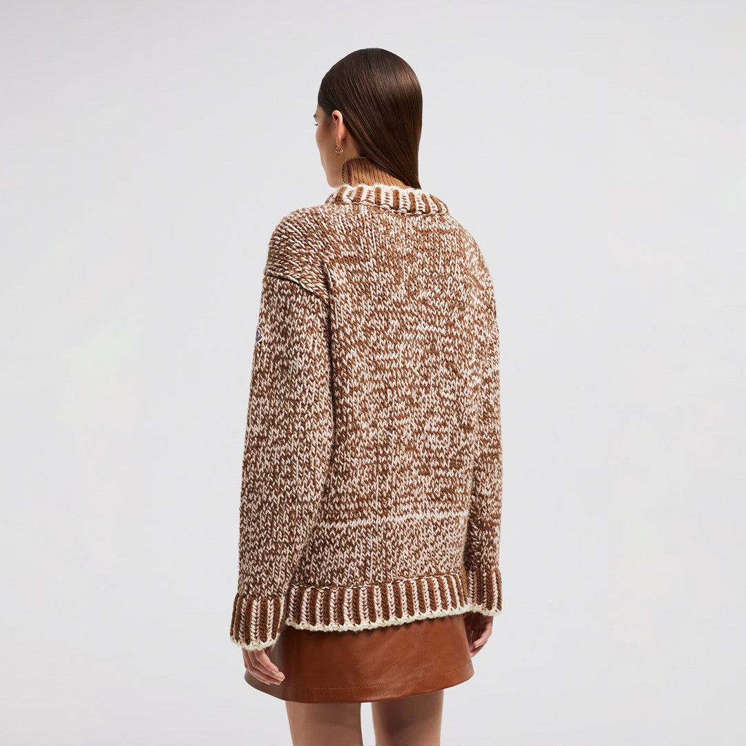 Women's Autumn And Winter Wool Blend Brown V-neck Loose Chic Modern Casual Knitwear Pullover Sweater #71718