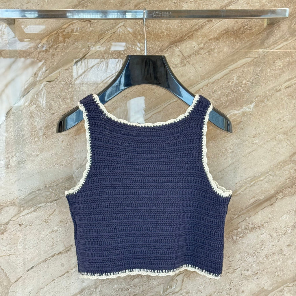 Women's Summer Fashion Casual Square Neck Sleeveless Handmade Crochet Vest #79293