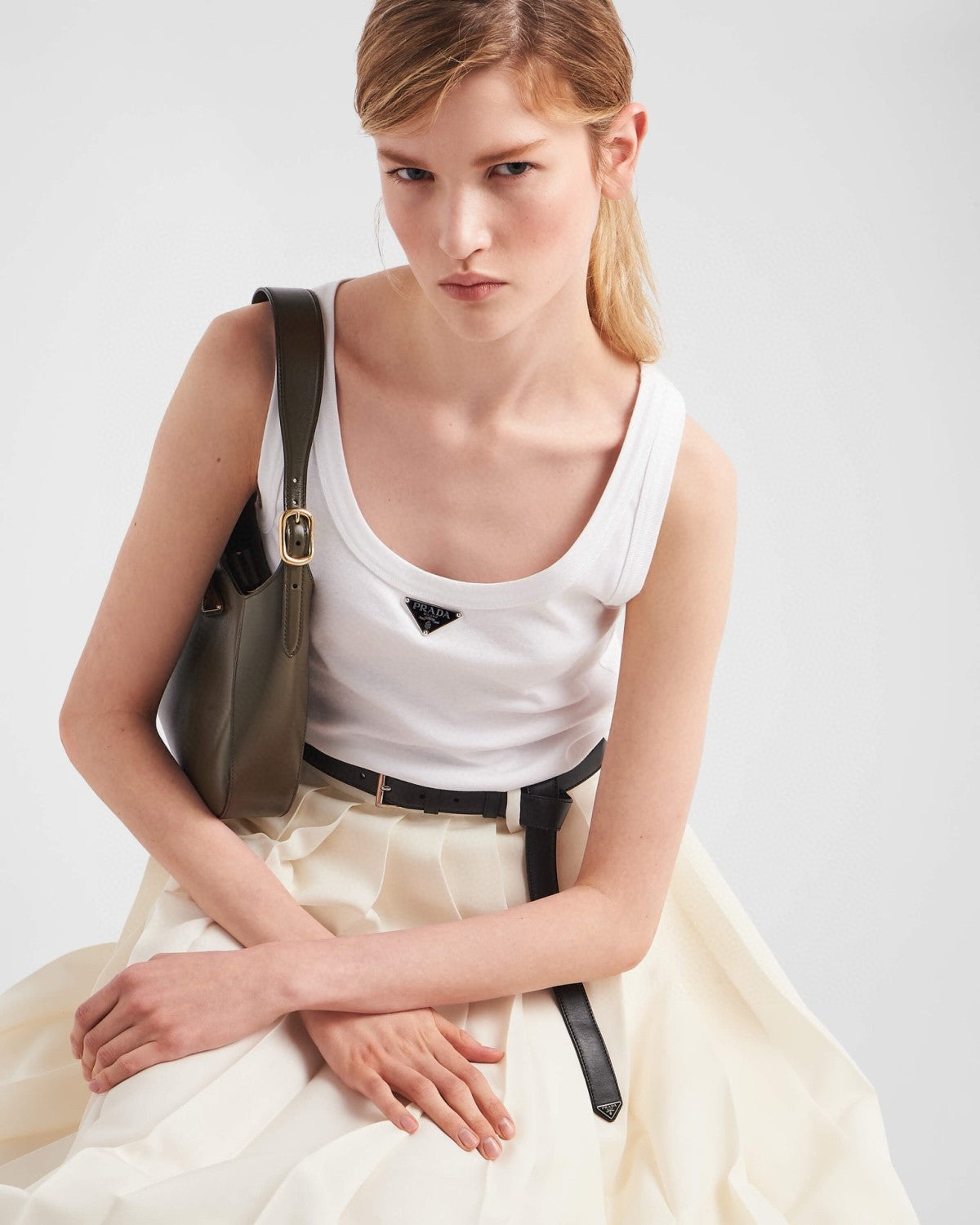 Women's Summer Solid Color Logo Crew Neck Cotton Vest Top #76534