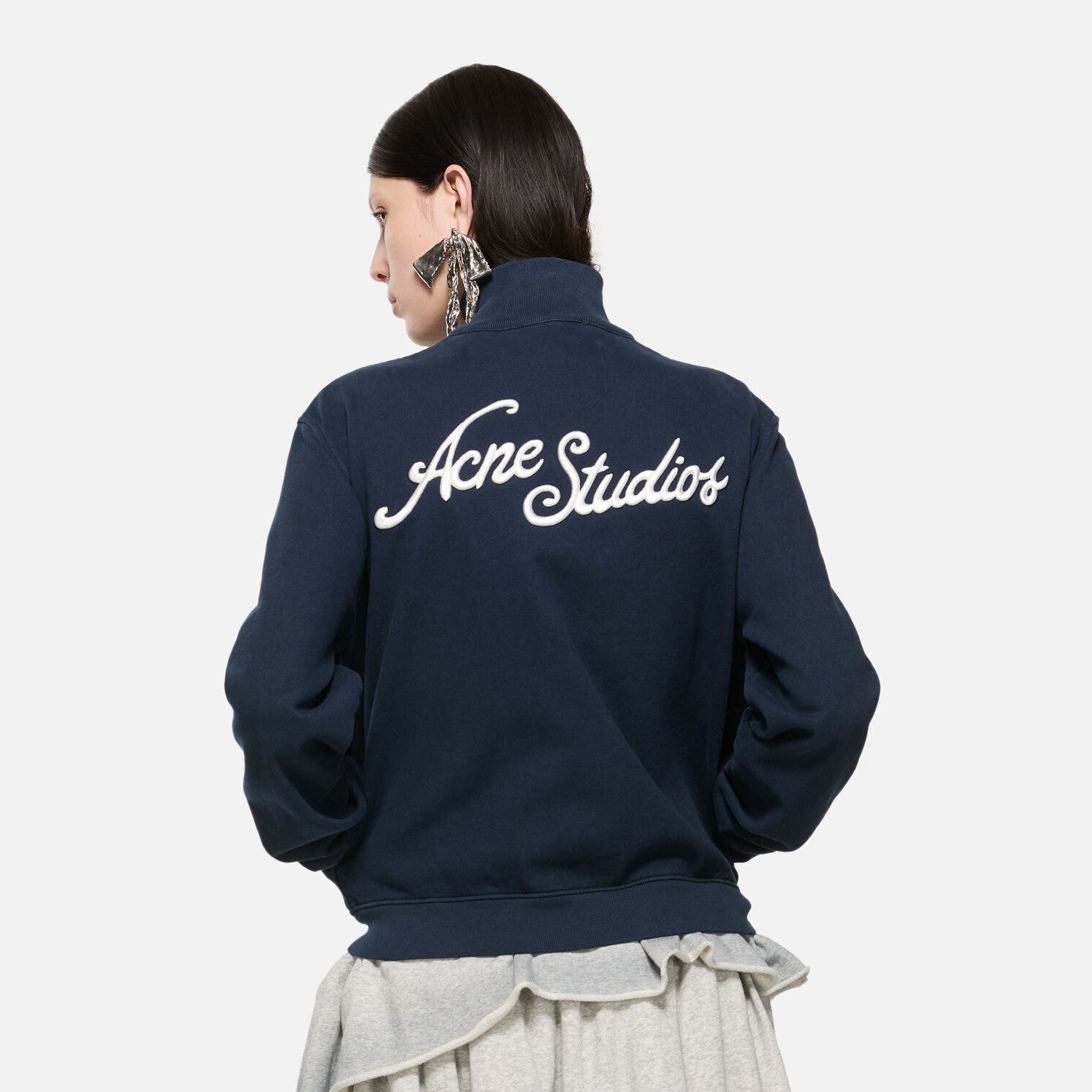 Women's And Men's Spring/fall Fashion Casual Solid Color Minimalist Logo Letter Embroidery Zipper Long Sleeve Sweatshirt Jacket #78317