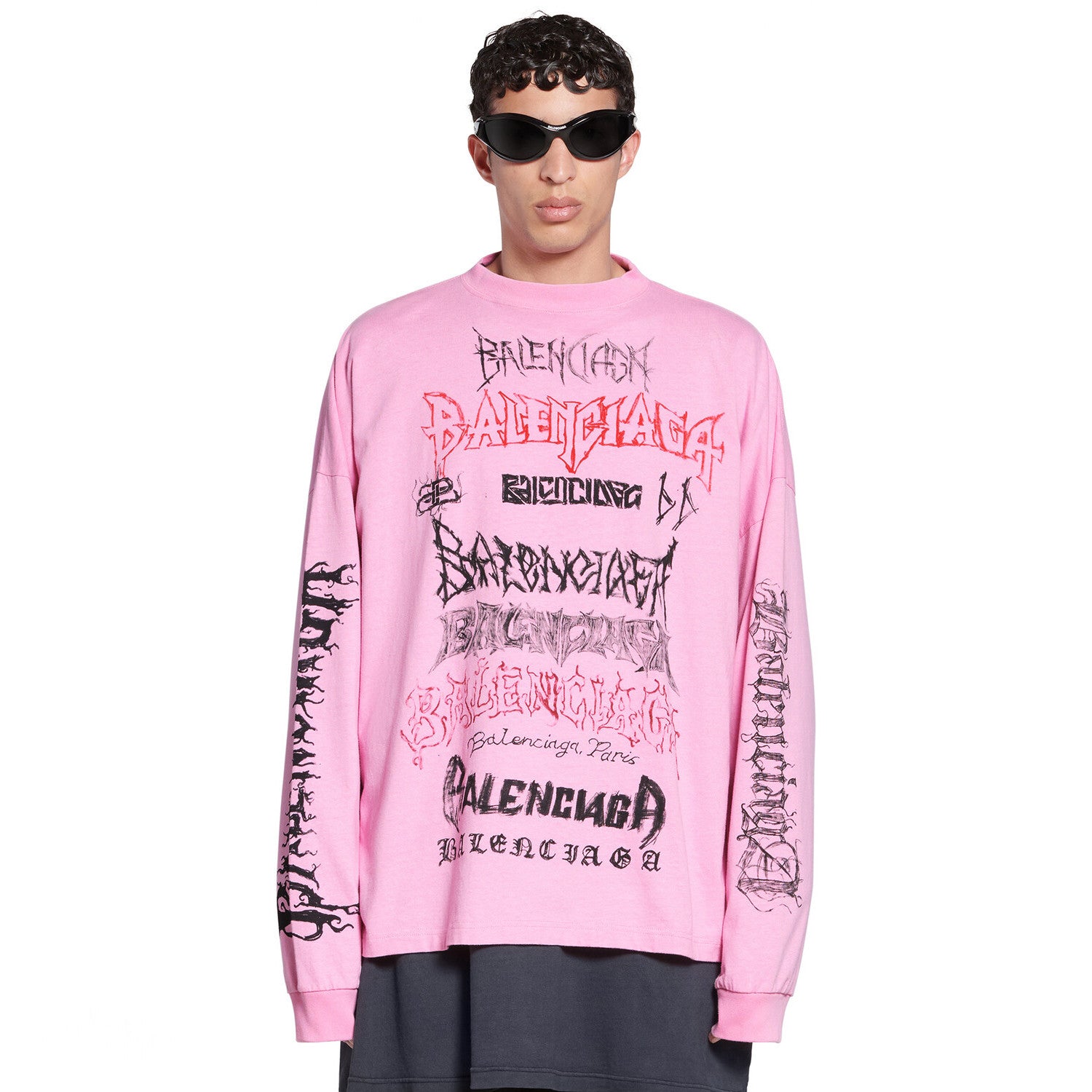 Men's And Women's Spring And Fall Retro Letter Silhouette Plain Knit Fabric Long Sleeve T-shirt Pullover #98139