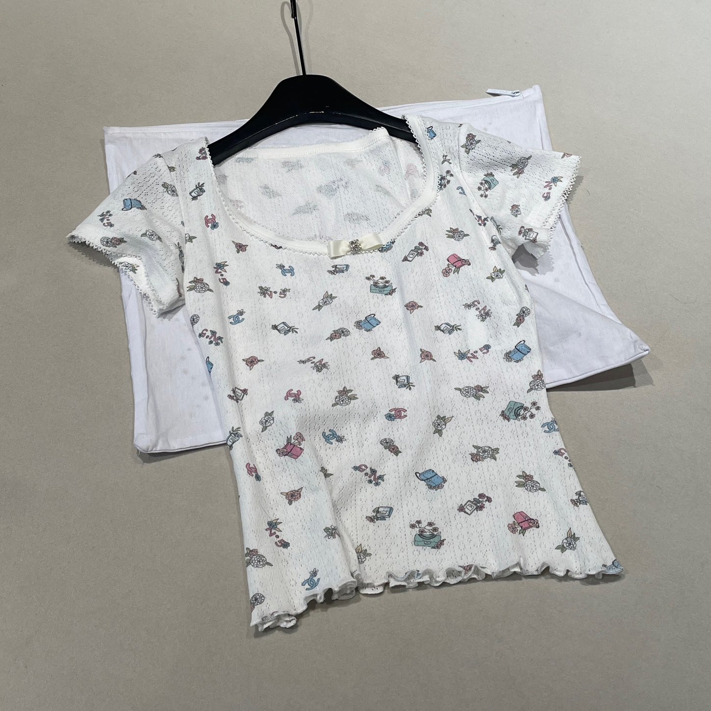 Women's Summer Floral Pattern Printing Solid Color Round Neck Short Sleeve T-Shirt Long Sleeve T-Shirt Two Piece Set #75783