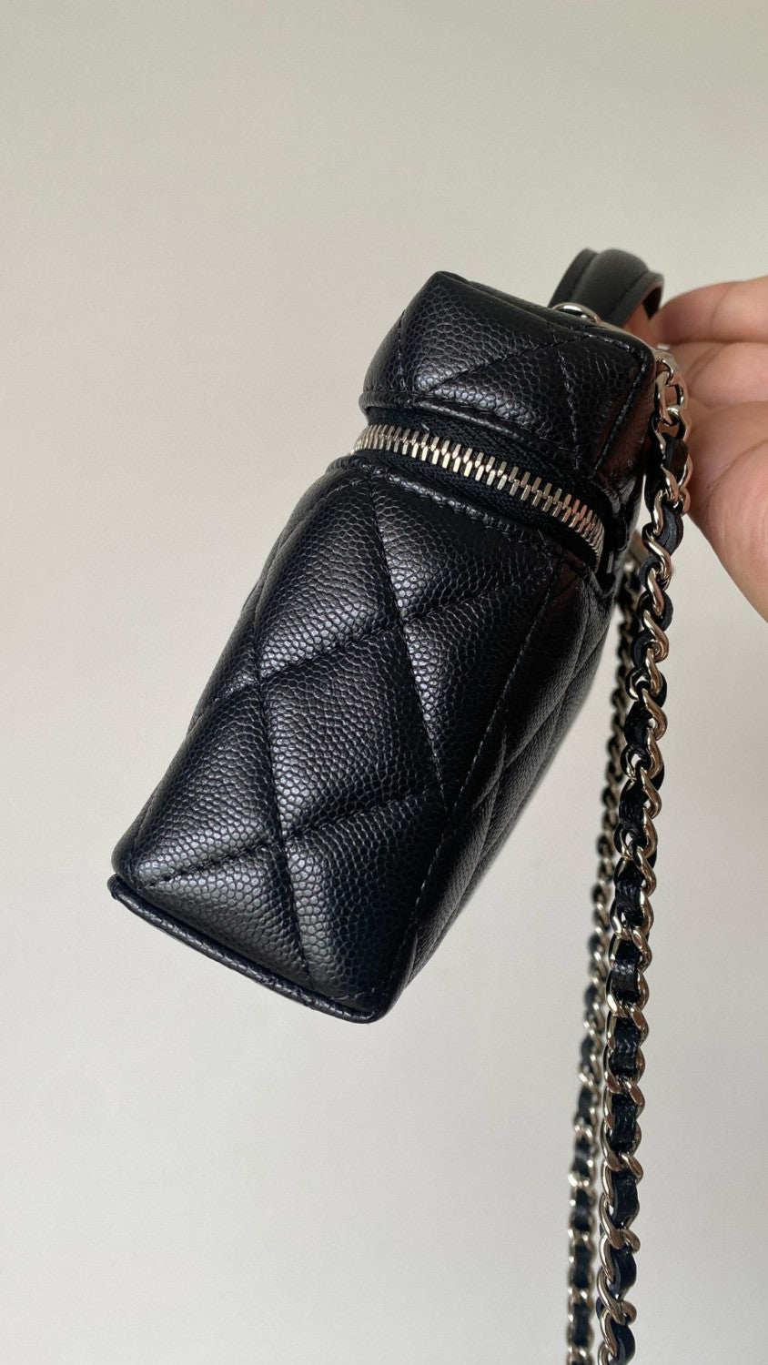 Women's Solid Color Rhinestone Star Logo Chain Calfskin Handbag Makeup Bag Bags #77689