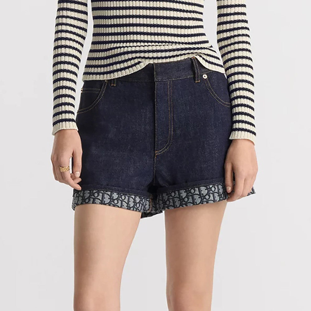 Women's Summer Monogrammed Blue Denim Shorts #75874