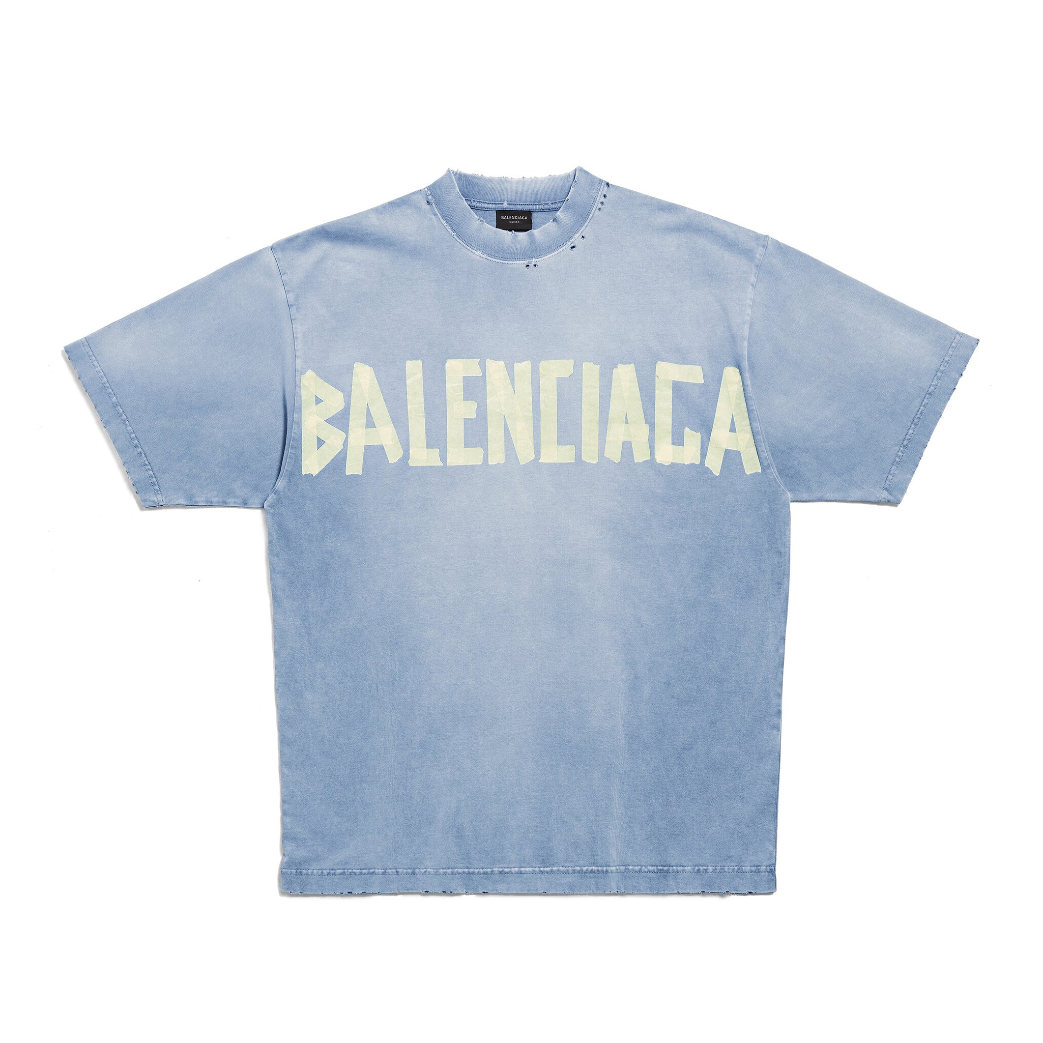 Men's and Women's Tape Type T-Shirt Medium Fit In Faded Letter Print Round Neck Loose Fit Short Sleeve T-Shirt #98566