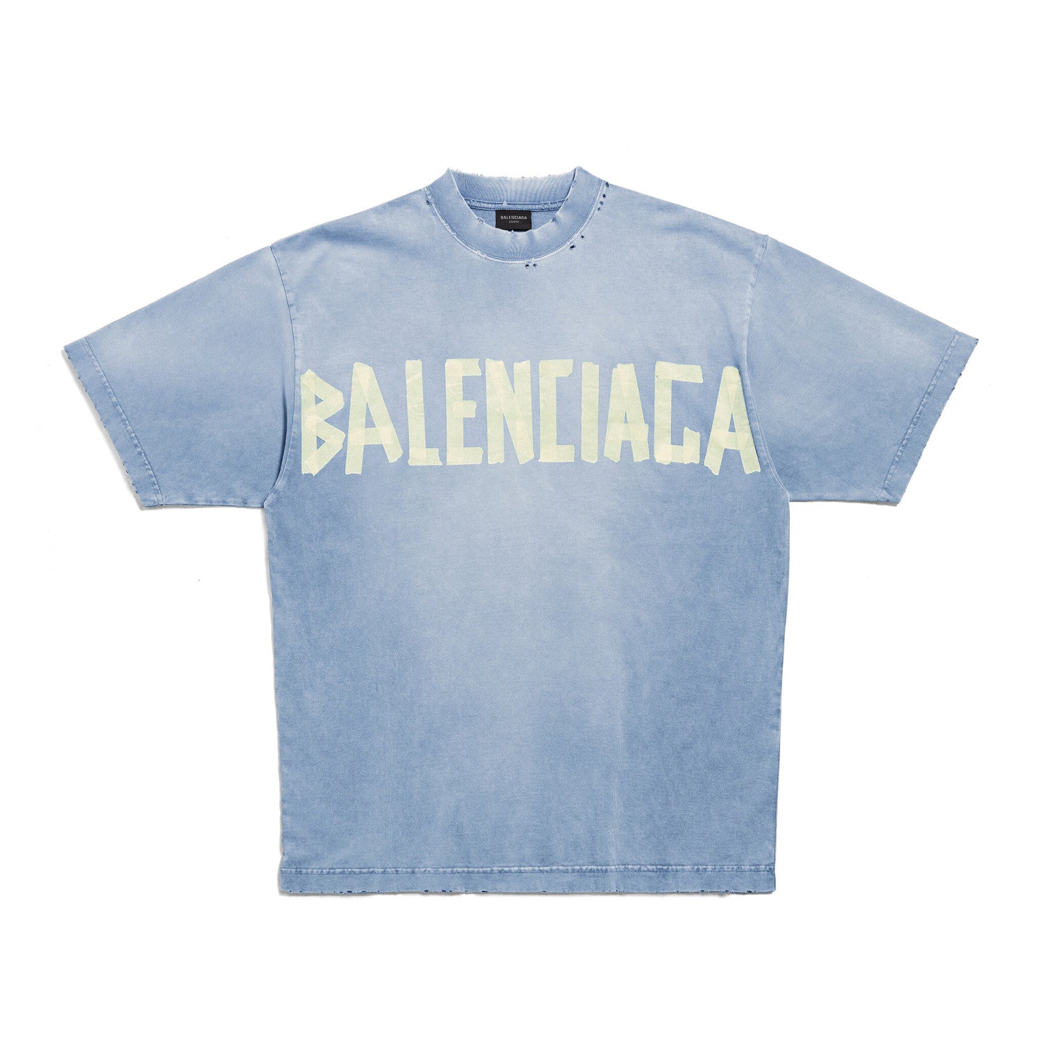 Men's and Women's Tape Type T-Shirt Medium Fit In Faded Letter Print Round Neck Loose Fit Short Sleeve T-Shirt #98566