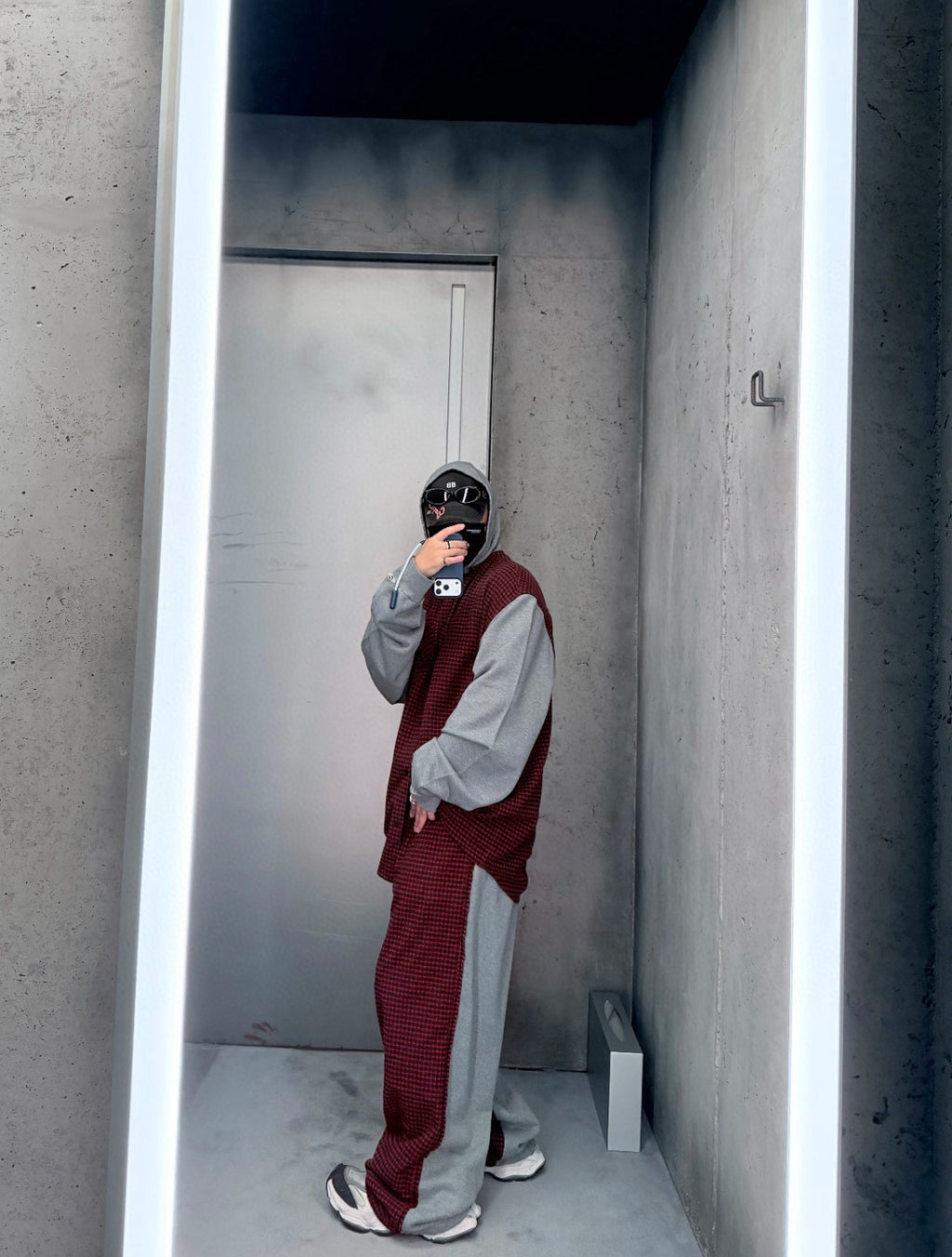 Unisex Blcg 2026SS Plaid patchwork Distressed finish Loose fit Trousers Pants #82535A